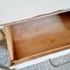 Retro white oak desk patinated foot compass