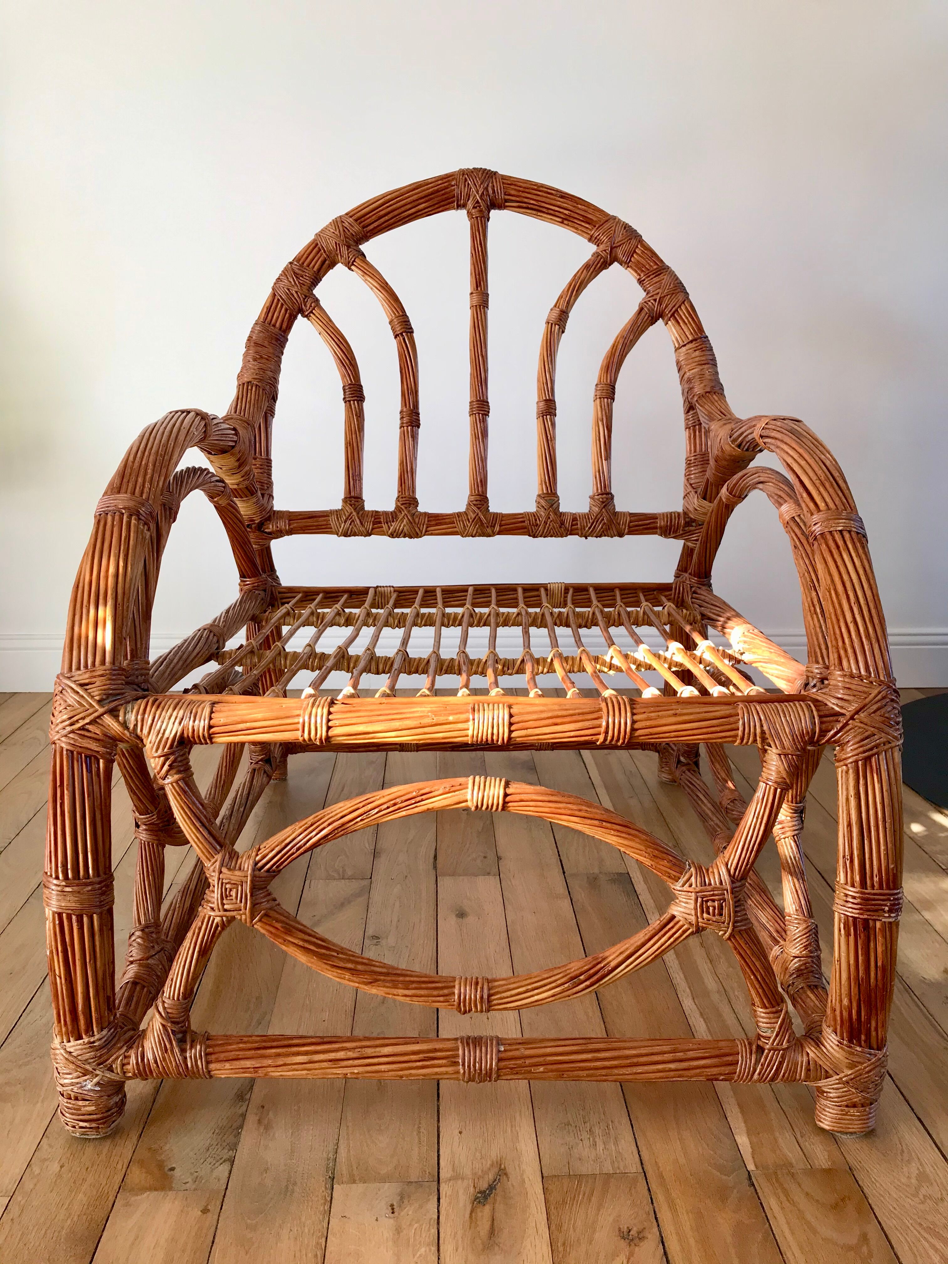 Pair of rattan armchairs 50s