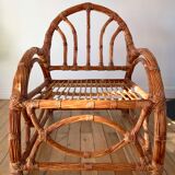 Pair of rattan armchairs 50s