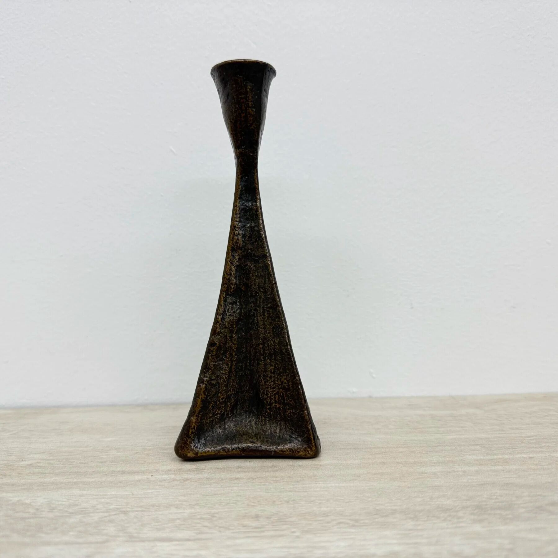 Brutalist bronze candle stick, 1970s