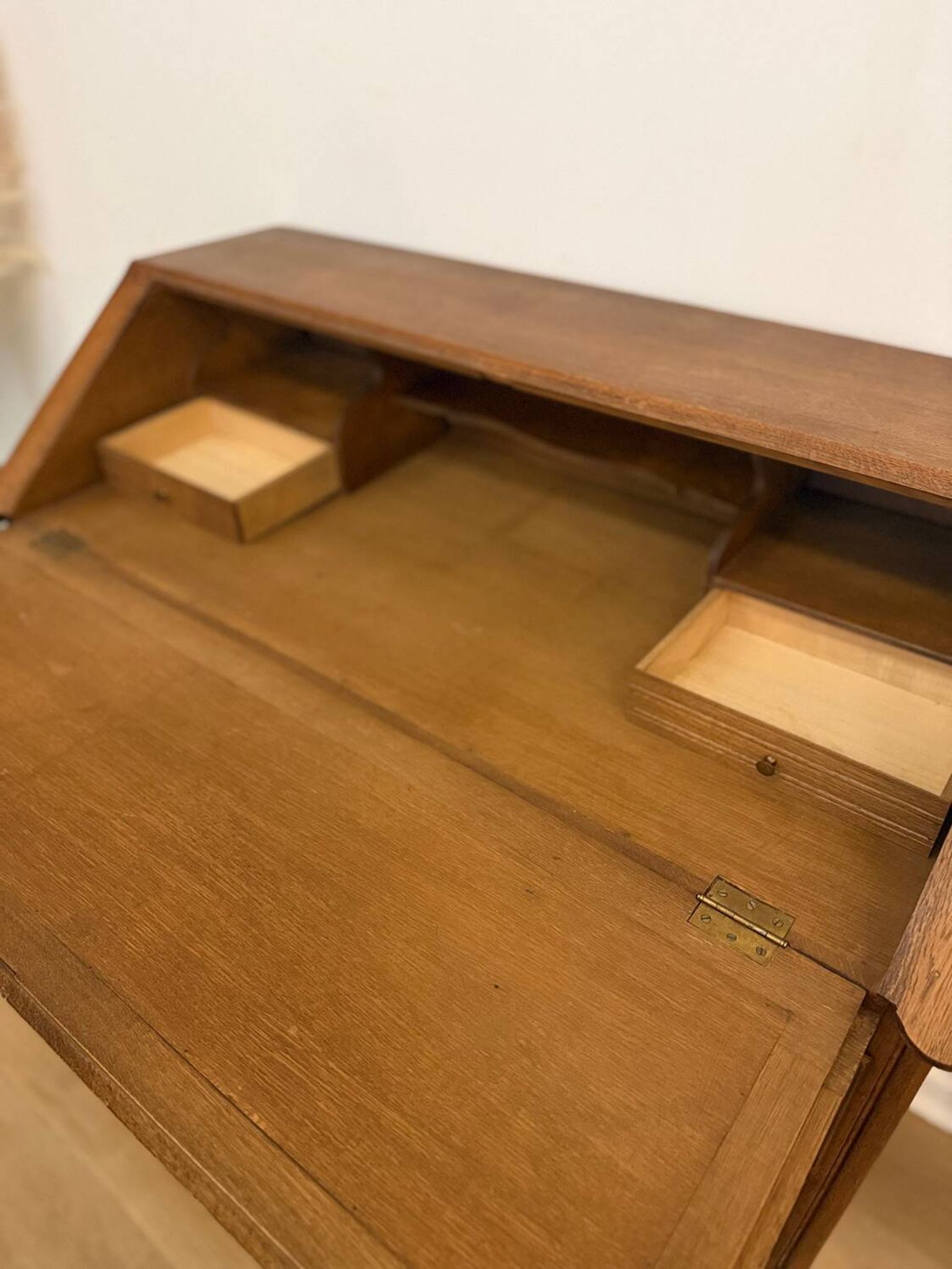 Carved oak secretary