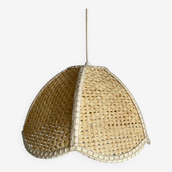 Rattan and flower cane hanging lamp