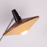 Large tilting floor lamp in steel and teak by Georges Frydman 1960.