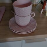 Set of 2 cups and saucers hen's feet and tiles