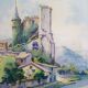 Watercolor signed, artist label on the back Valence, André Raynaud