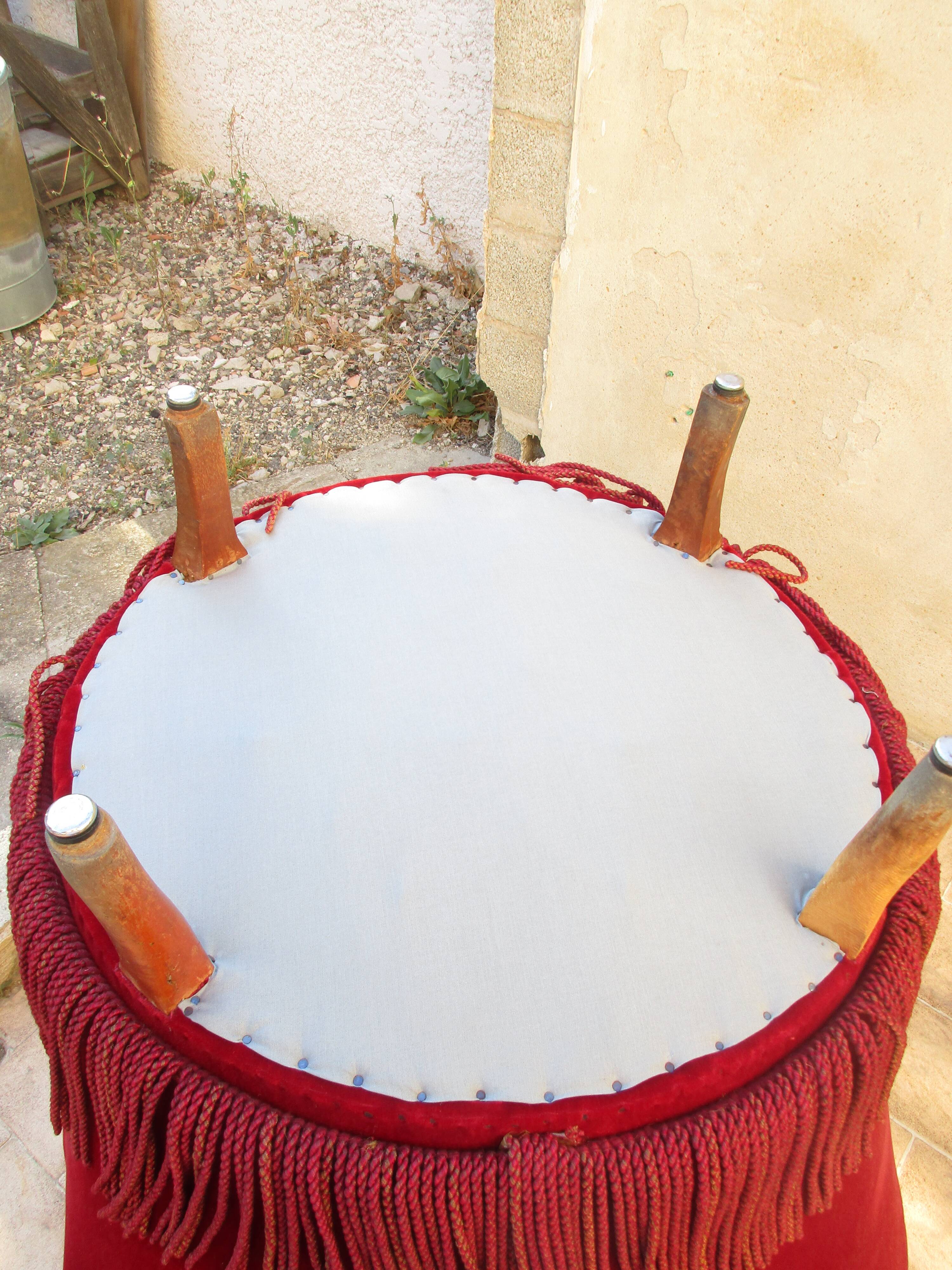 Pair of red velvet toad chairs