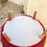 Pair of red velvet toad chairs