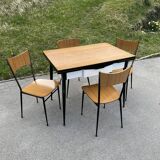 Italian dining table and 4 chairs by Salvarani, 1950s, set of 5.