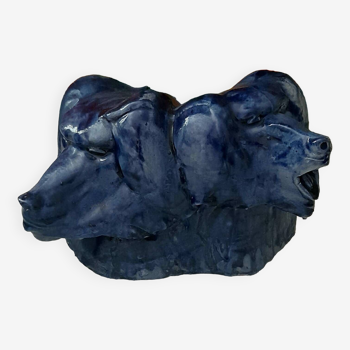 Céramique Babouins bleu Artisanat d'art