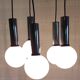Cascade suspension with 5 chrome metal lights and opaline globes - 1970s