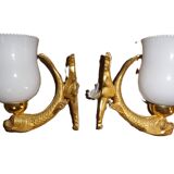 chandelier and its golden bronze brass wall lights