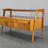 1960s Czechoslovakian Maple TV Rack with Drawers and Glass Top