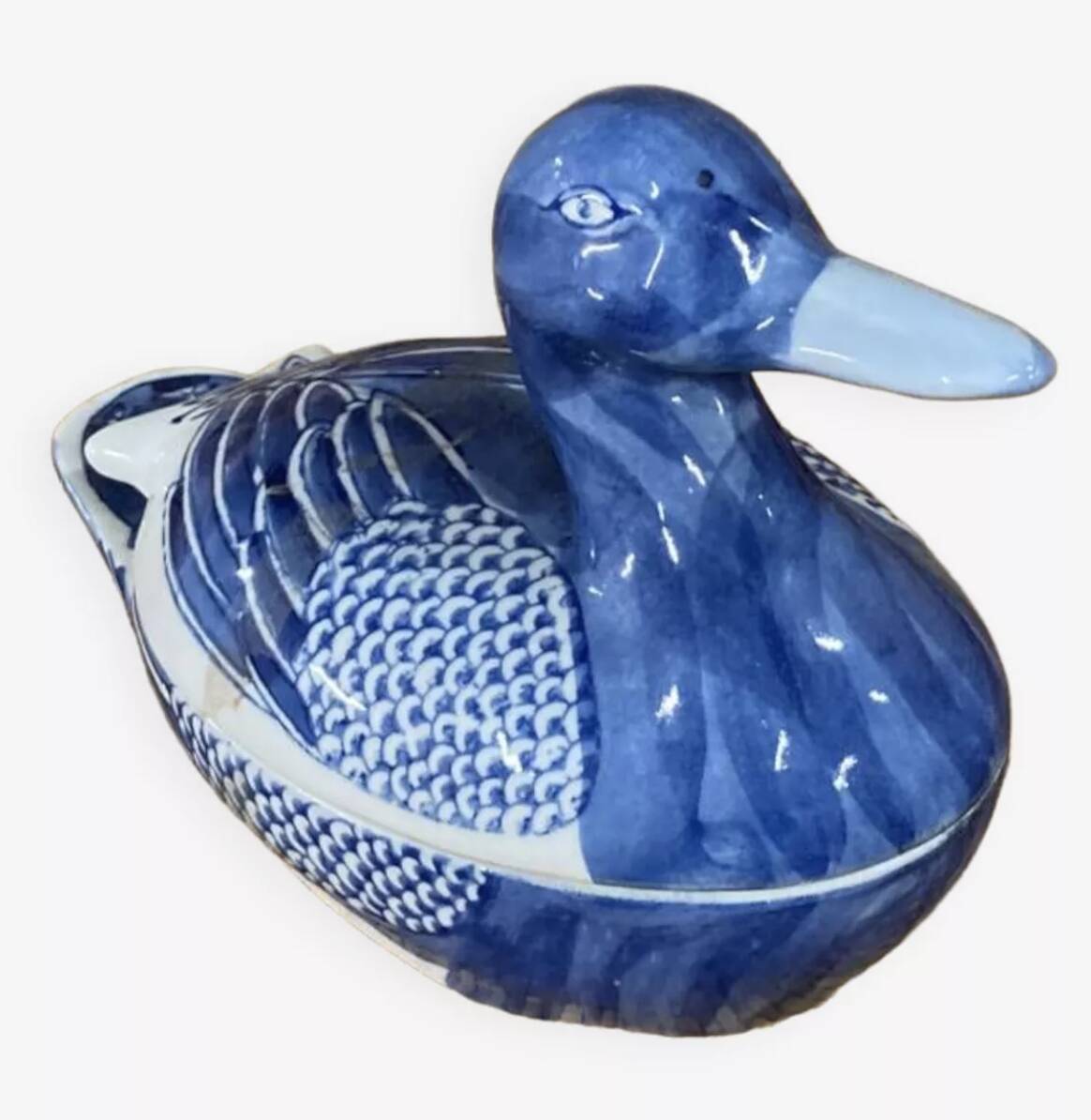 Boîte canard céramique bleu