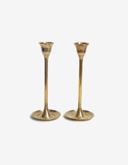 Duo de bougeoirs en laiton