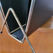 Vintage metal magazine rack in gold and black vinyl Newspaper holder