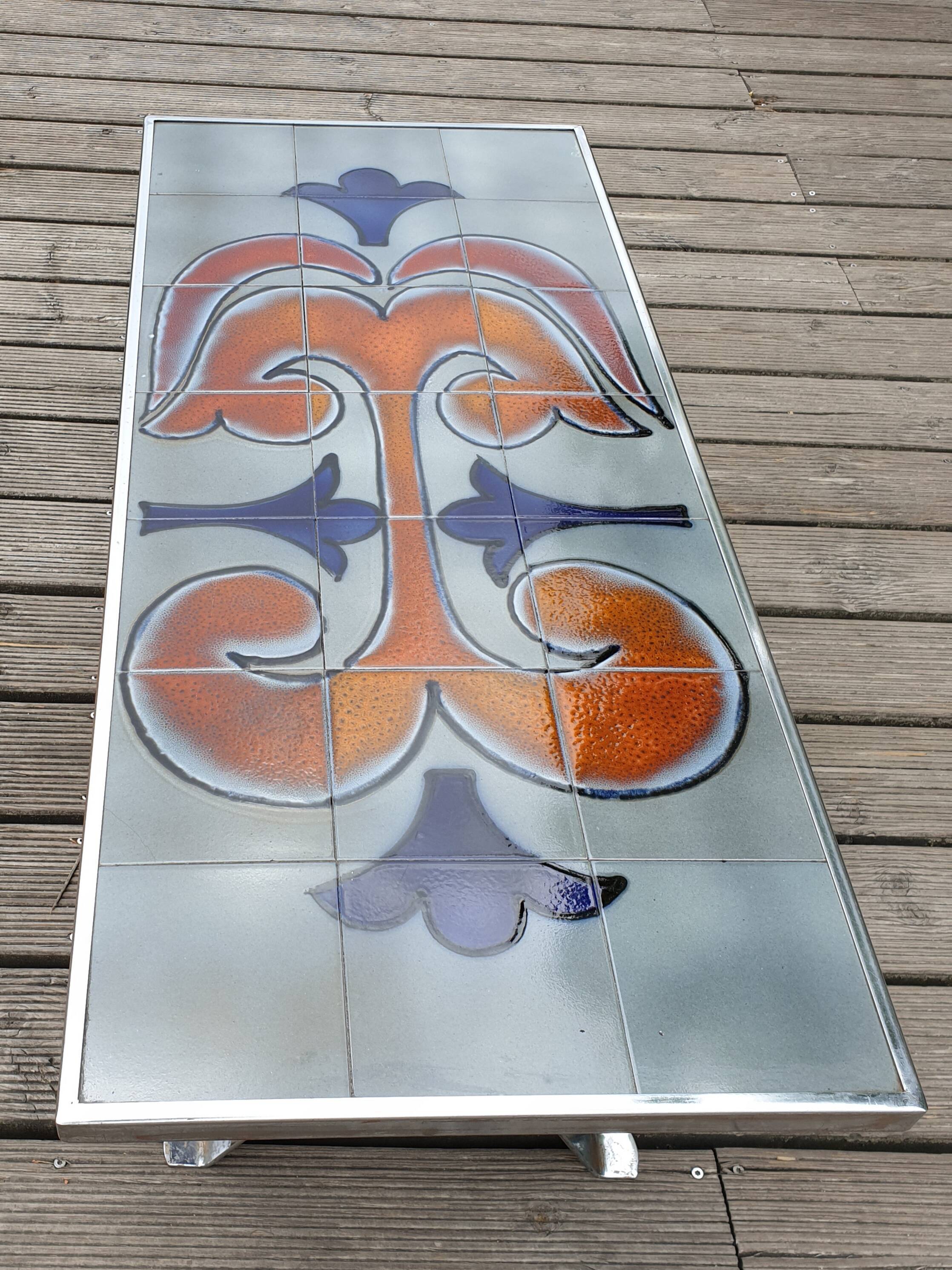 Table basse carrelee design 1960 signed