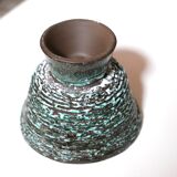 Pot de fleur en céramique turquoise et marron, années 50