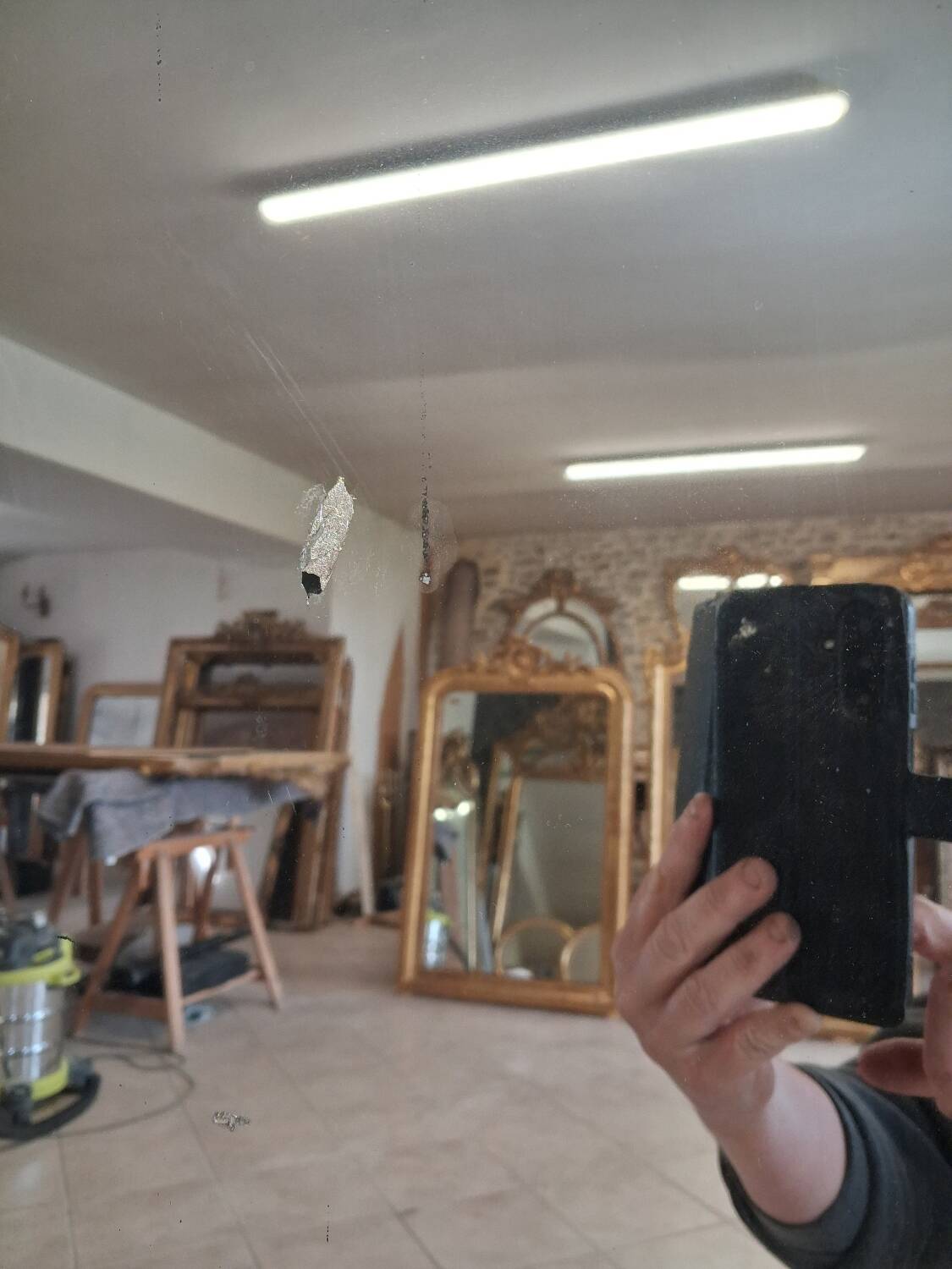 19th-century mirror, 2.04m x 1.25m.