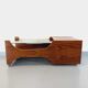 Vintage bar coffee table on rosewood wheels and smoked glass from the 60s