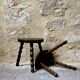 Turned wooden tripod stool x2