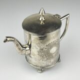 Vintage teapot and tray in solid silver by Royal Sheffield, England, 1950s, Set of 2.