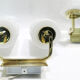 Paire d'appliques doubles 1950 laiton et globes opalins Kaiser Leuchte