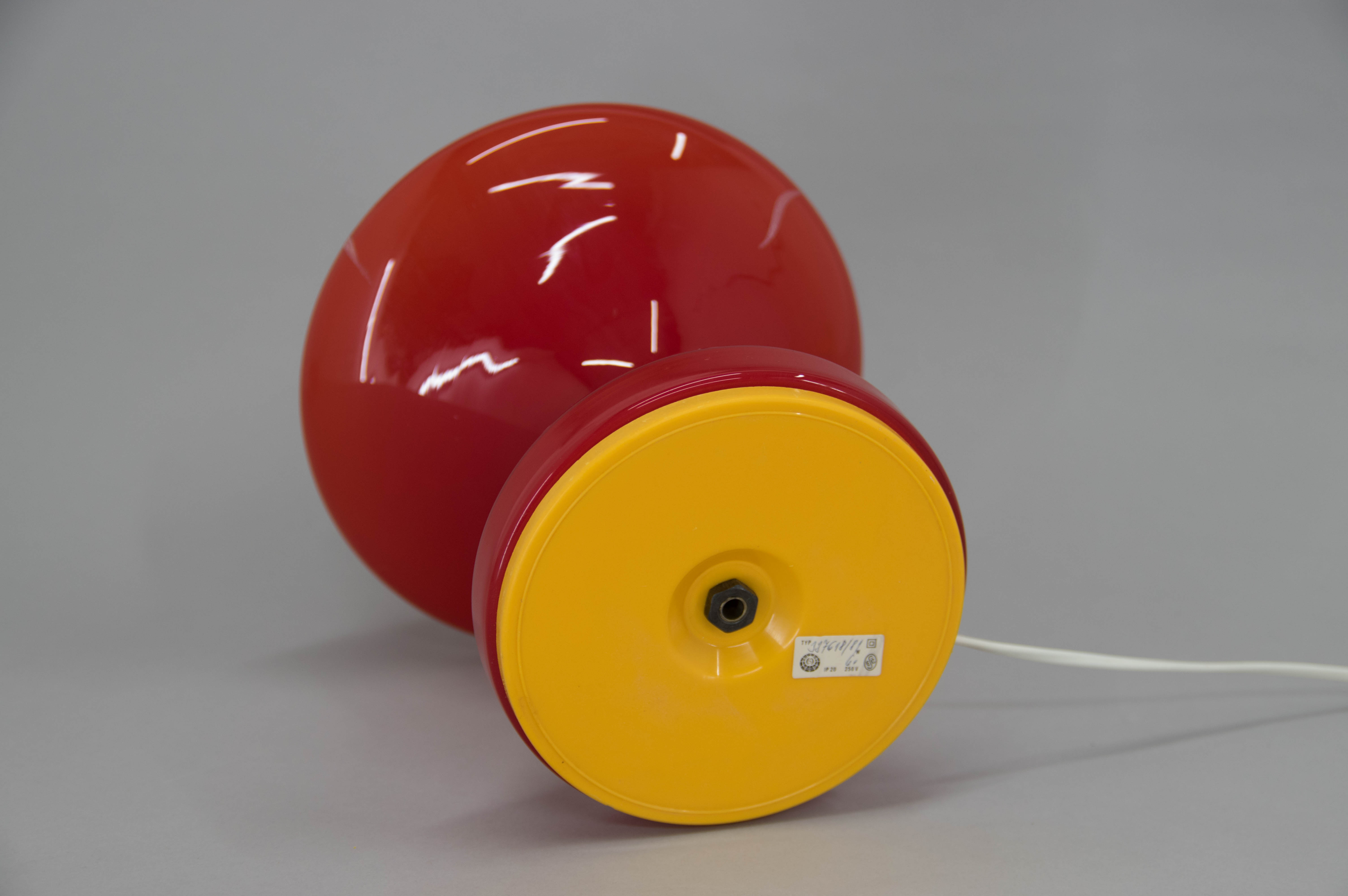 All Glass Red Table Lamp by Valasske Mezirici, 1970s