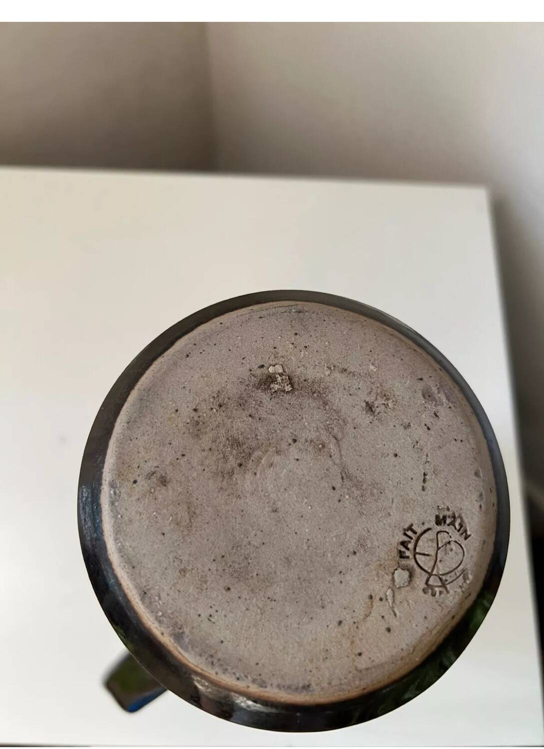 Vintage 1950s black and brown glazed stoneware pitcher/jug