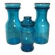 Trio of blue glass candy jars from the 70s