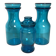Trio of blue glass candy jars from the 70s