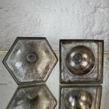 80s silver metal acrylic candle holders