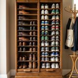 Antique double curtain cabinet in oak (internal drawers)
