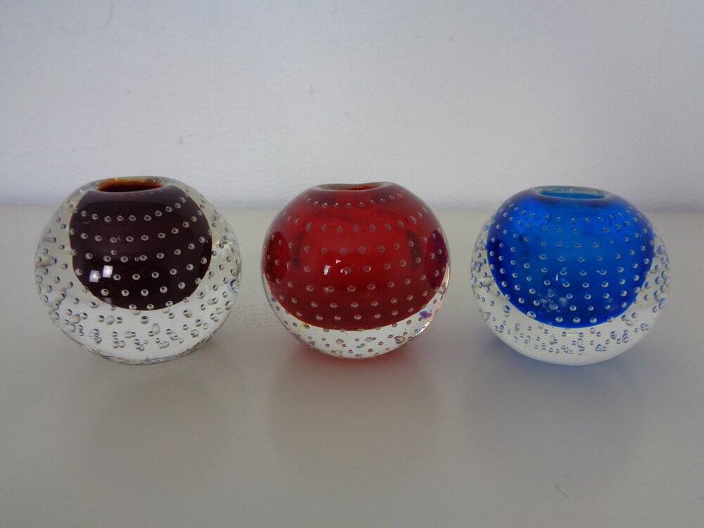 Italian candleholders in Murano glass, 1950s, set of 3.