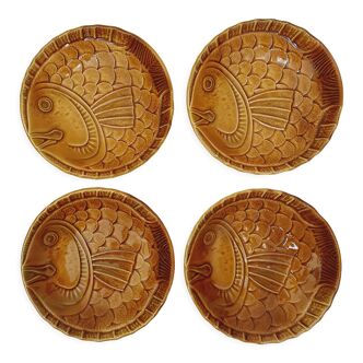 Set of 4 plates in slip "fish"
