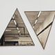 Modern mid-century triangular mirrors in bronze, 1950s
