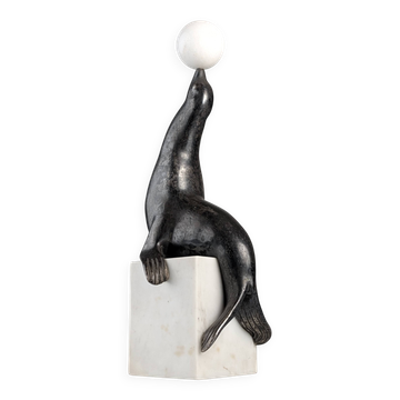 Sculpture de lion de mer Art Déco attribuée à Marcel-André Bouraine, années 1920.