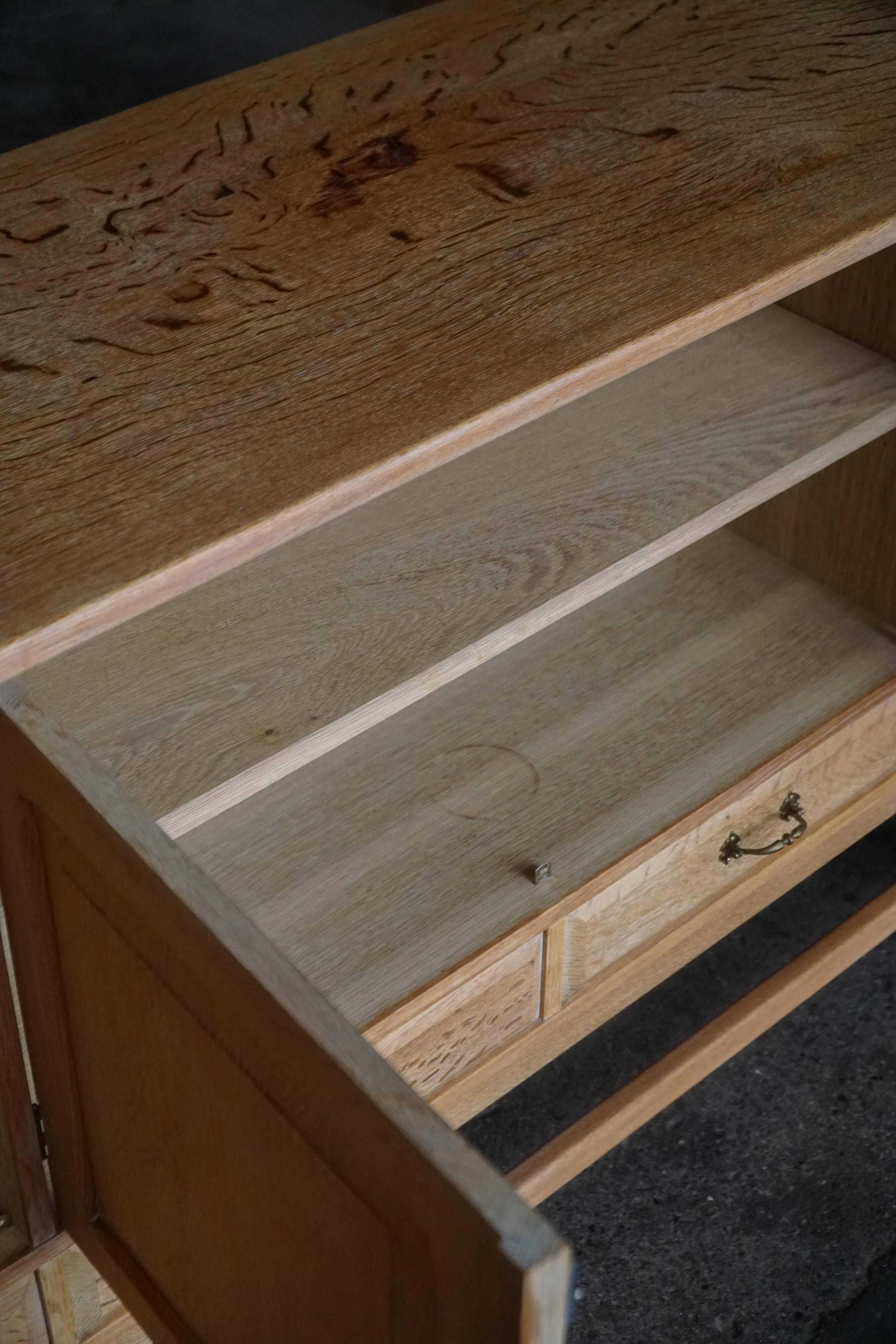 Brutalist oak sideboard from the mid-20th century, Danish cabinetmaker, 1960s.