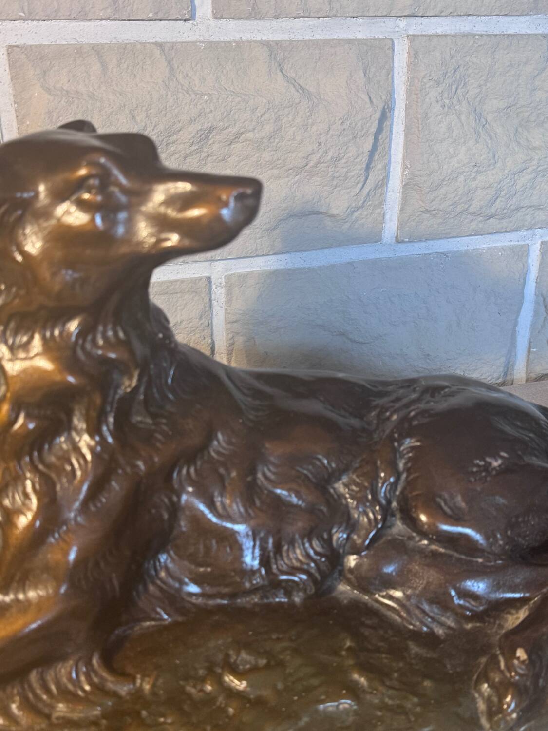 Large ancient sculpture – Reclining Greyhound after P.J. Mêne – edition