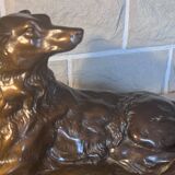 Large ancient sculpture – Reclining Greyhound after P.J. Mêne – edition