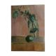 Oil painting on cardboard honeysuckle branch