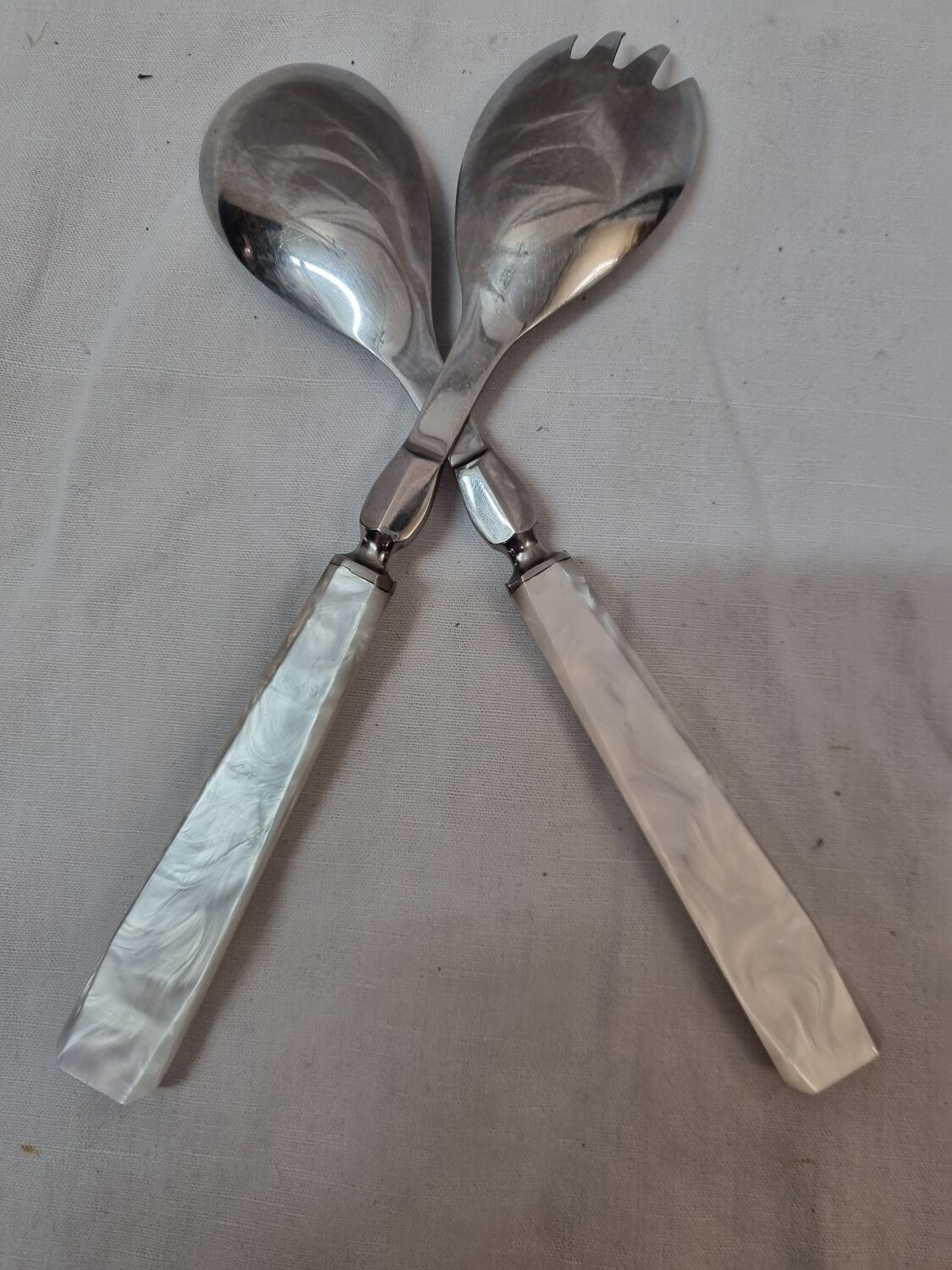 Couverts à salade de 1970 nacre