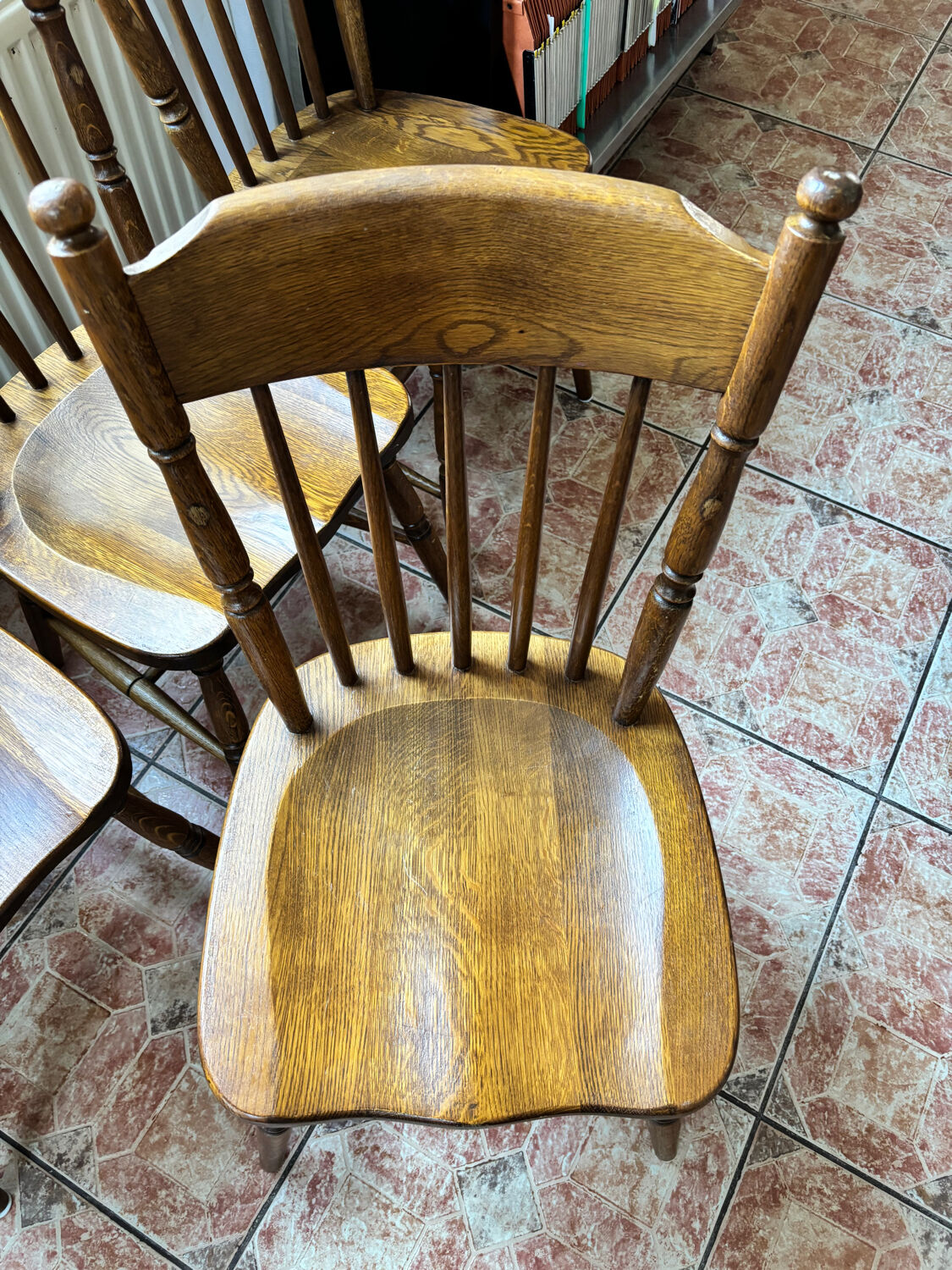 2 solid oak chairs