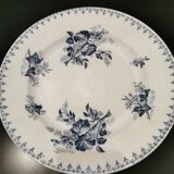 Plat de service céramique de Sarreguemines, modèle Flore bleu