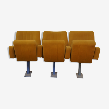 Set of 3 vintage cinema chairs