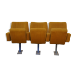 Set of 3 vintage cinema chairs