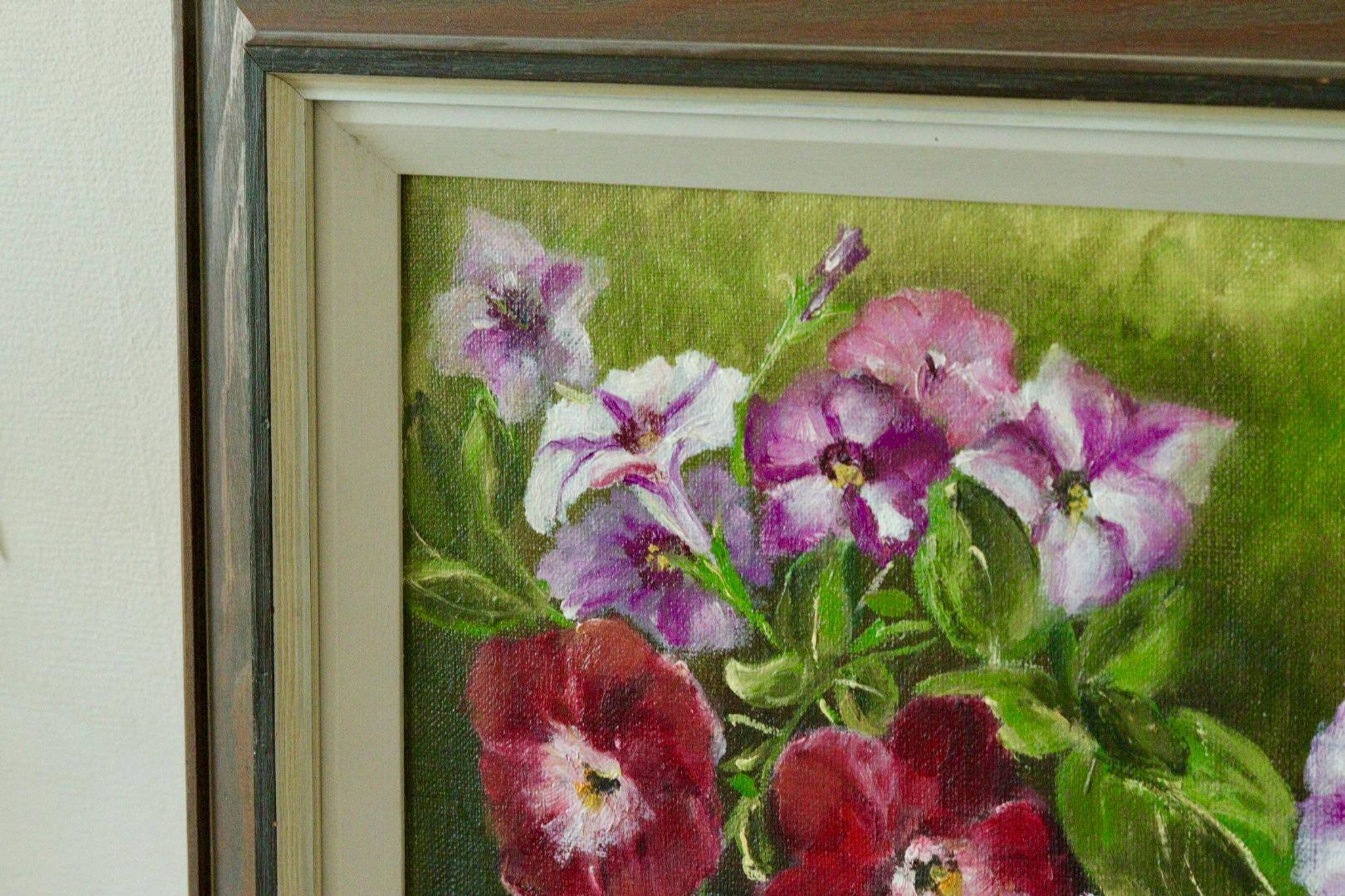 Huile sur toile encadrée « Fleurs », Suède milieu XXème