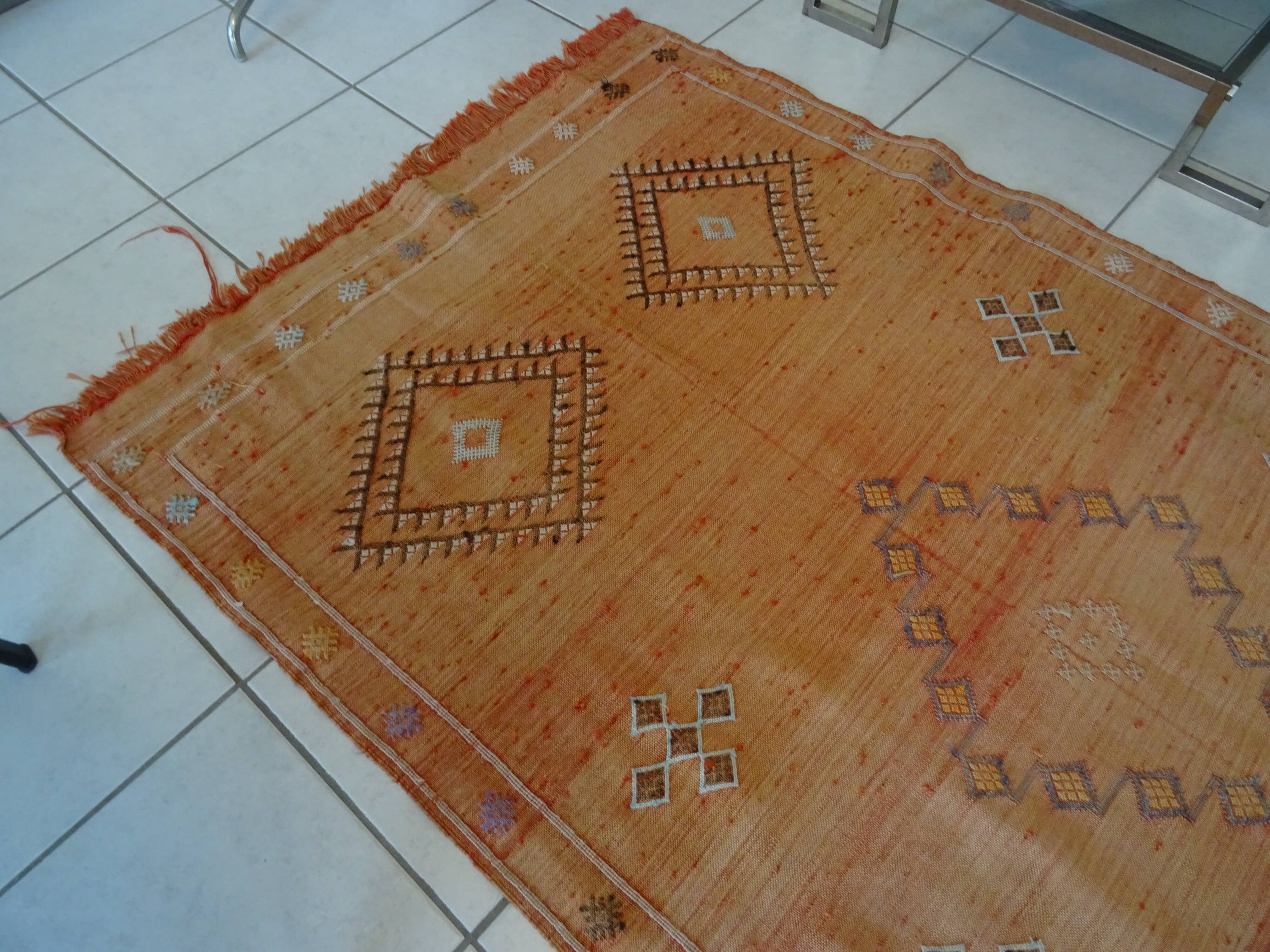 Berber carpet sabra Morocco plant fibers around 1930