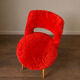 Pair of vintage red shaggy armchairs from the 1960s.