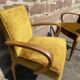 Pair of fabric bridge armchairs mid-century 1950 no club chesterfield