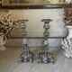 Pair of rococo silver-plated candlesticks